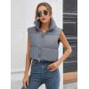 imageGihuo Womens Cropped Puffer Vest Winter Crop Vest Lightweight Sleeveless Warm Outerwear Puffer Jacket Padded GiletGreyblue