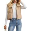 imageGihuo Womens Cropped Puffer Vest Winter Crop Vest Lightweight Sleeveless Warm Outerwear Puffer Jacket Padded GiletKhaki