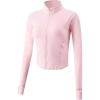 imageGihuo Womens Athletic Full Zip Lightweight Workout Jacket with Thumb HolesPink