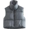 imageGihuo Womens Cropped Puffer Vest Winter Crop Vest Lightweight Sleeveless Warm Outerwear Puffer Jacket Padded GiletGreyblue