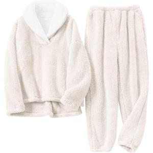imageGihuo Women s Fluffy Pajamas Set Fleece Pullover Pants Loose Plush Sleepwear 2 Piece Pjs Set Warm Loungewear FuzzyBeige