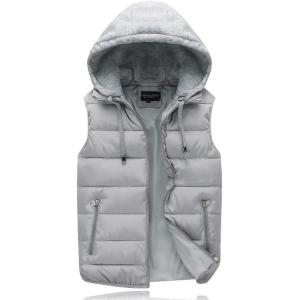 imageGihuo Womens Puffer Vest Zip Up Quilted Padded Winter Sleeveless Hooded Vest Gilet Warm Jacket Outerwear Vest02 Grey