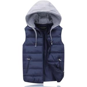 imageGihuo Womens Puffer Vest Zip Up Quilted Padded Winter Sleeveless Hooded Vest Gilet Warm Jacket Outerwear Vest02 Navy