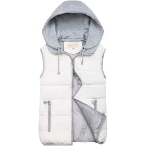 imageGihuo Womens Puffer Vest Zip Up Quilted Padded Winter Sleeveless Hooded Vest Gilet Warm Jacket Outerwear VestOffwhite