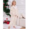 imageGihuo Girls Fleece Pants Sets Fuzzy 2 Piece Outfits Lapel Collar Pullover Sweatshirt Set Sweatsuit 514YBeige