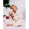imageGihuo Girls Fleece Pants Sets Fuzzy 2 Piece Outfits Lapel Collar Pullover Sweatshirt Set Sweatsuit 514YBeige