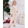imageGihuo Girls Fleece Pants Sets Fuzzy 2 Piece Outfits Lapel Collar Pullover Sweatshirt Set Sweatsuit 514YBeige