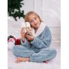 imageGihuo Girls Fleece Pants Sets Fuzzy 2 Piece Outfits Lapel Collar Pullover Sweatshirt Set Sweatsuit 514YBlue