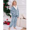 imageGihuo Girls Fleece Pants Sets Fuzzy 2 Piece Outfits Lapel Collar Pullover Sweatshirt Set Sweatsuit 514YBlue