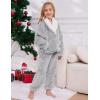 imageGihuo Girls Fleece Pants Sets Fuzzy 2 Piece Outfits Lapel Collar Pullover Sweatshirt Set Sweatsuit 514YLightgrey