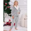 imageGihuo Girls Fleece Pants Sets Fuzzy 2 Piece Outfits Lapel Collar Pullover Sweatshirt Set Sweatsuit 514YLightgrey