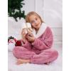 imageGihuo Girls Fleece Pants Sets Fuzzy 2 Piece Outfits Lapel Collar Pullover Sweatshirt Set Sweatsuit 514YPink