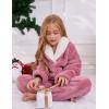 imageGihuo Girls Fleece Pants Sets Fuzzy 2 Piece Outfits Lapel Collar Pullover Sweatshirt Set Sweatsuit 514YPink