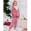 imageGihuo Girls Fleece Pants Sets Fuzzy 2 Piece Outfits Lapel Collar Pullover Sweatshirt Set Sweatsuit 514YPink