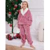 imageGihuo Girls Fleece Pants Sets Fuzzy 2 Piece Outfits Lapel Collar Pullover Sweatshirt Set Sweatsuit 514YPink