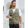 imageGihuo Mens Fishing Vest Utility Safari Travel Vest with Pockets Outdoor Work Photo Cargo Fly Summer VestArmy Green