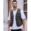 imageGihuo Mens Fishing Vest Utility Safari Travel Vest with Pockets Outdoor Work Photo Cargo Fly Summer VestArmy Greenmesh