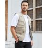 imageGihuo Mens Fishing Vest Utility Safari Travel Vest with Pockets Outdoor Work Photo Cargo Fly Summer VestBeige