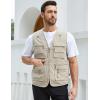 imageGihuo Mens Fishing Vest Utility Safari Travel Vest with Pockets Outdoor Work Photo Cargo Fly Summer VestBeige