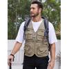 imageGihuo Mens Fishing Vest Utility Safari Travel Vest with Pockets Outdoor Work Photo Cargo Fly Summer VestBeigemesh