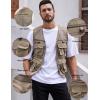 imageGihuo Mens Fishing Vest Utility Safari Travel Vest with Pockets Outdoor Work Photo Cargo Fly Summer VestBeigemesh