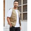 imageGihuo Mens Fishing Vest Utility Safari Travel Vest with Pockets Outdoor Work Photo Cargo Fly Summer VestKhaki