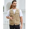 imageGihuo Mens Fishing Vest Utility Safari Travel Vest with Pockets Outdoor Work Photo Cargo Fly Summer VestKhaki