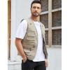 imageGihuo Mens Fishing Vest Utility Safari Travel Vest with Pockets Outdoor Work Photo Cargo Fly Summer VestLight Khaki