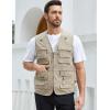 imageGihuo Mens Fishing Vest Utility Safari Travel Vest with Pockets Outdoor Work Photo Cargo Fly Summer VestLight Khaki