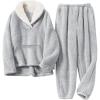 imageGihuo Girls Fleece Pants Sets Fuzzy 2 Piece Outfits Lapel Collar Pullover Sweatshirt Set Sweatsuit 514YLightgrey