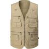 imageGihuo Mens Fishing Vest Utility Safari Travel Vest with Pockets Outdoor Work Photo Cargo Fly Summer VestKhaki