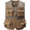 imageGihuo Mens Fishing Vest Utility Safari Travel Vest with Pockets Outdoor Work Photo Cargo Fly Summer VestKhakimesh