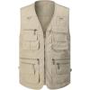imageGihuo Mens Fishing Vest Utility Safari Travel Vest with Pockets Outdoor Work Photo Cargo Fly Summer VestLight Khaki