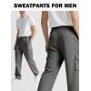 imageGihuo Mens Fleece Cargo Sweatpants Loose Fit Joggers with Pockets Open Bottom Lounge PantsDarkgrey