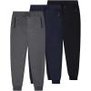 imageGihuo 3 Pack Sweatpants for Men Mens Sweatpants with Zipper Pockets Joggers for MenBlackdarkgreynavy