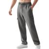 imageGihuo Mens Fleece Cargo Sweatpants Loose Fit Joggers with Pockets Open Bottom Lounge PantsDarkgrey