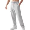 imageGihuo Mens Fleece Cargo Sweatpants Loose Fit Joggers with Pockets Open Bottom Lounge PantsLightgrey