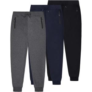 imageGihuo 3 Pack Sweatpants for Men Mens Sweatpants with Zipper Pockets Joggers for MenBlackdarkgreynavy