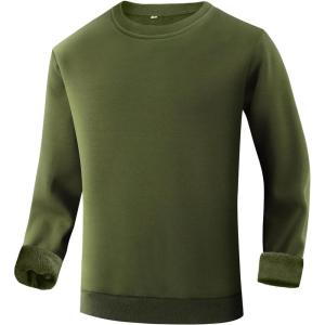 imageGihuo Mens Crewneck Sweatshirt  Soft Fleece Pullover Casual Comfortable Sweatshirt for Men Classic FitArmygreen