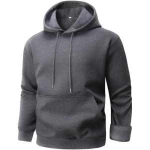 imageGihuo Mens Hoodie Fleece Lined Pullover Sweatshirt with Kangaroo Pocket Casual WorkoutDarkgrey