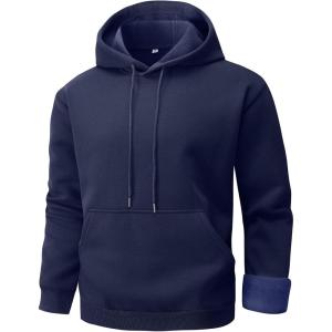 imageGihuo Mens Hoodie Fleece Lined Pullover Sweatshirt with Kangaroo Pocket Casual WorkoutNavy