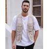 imageGihuo Mens Fishing Safari Vest with Pockets for Summer TravelBeige 02