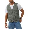 imageGihuo Mens Fishing Vest Casual Utility Travel Safari Cargo Outdoor Work Photo Fly Vest Jacket with Multi PocketsArmy Green
