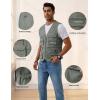 imageGihuo Mens Fishing Vest Casual Utility Travel Safari Cargo Outdoor Work Photo Fly Vest Jacket with Multi PocketsArmy Green