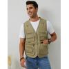 imageGihuo Mens Fishing Vest Casual Utility Travel Safari Cargo Outdoor Work Photo Fly Vest Jacket with Multi PocketsBeige