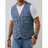 imageGihuo Mens Fishing Vest Casual Utility Travel Safari Cargo Outdoor Work Photo Fly Vest Jacket with Multi PocketsBlue