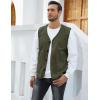 imageGihuo Mens Travel Vest Casual Outdoor MultiPocket VNeck Button Cotton Workwear VestArmy Green