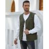 imageGihuo Mens Travel Vest Casual Outdoor MultiPocket VNeck Button Cotton Workwear VestArmy Green