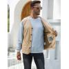 imageGihuo Mens Travel Vest Casual Outdoor MultiPocket VNeck Button Cotton Workwear VestBeige
