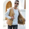 imageGihuo Mens Travel Vest Casual Outdoor MultiPocket VNeck Button Cotton Workwear VestKhaki